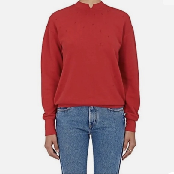 Helmut Lang Sweaters - Helmut Lang Red Distressed Sweatshirt (S)